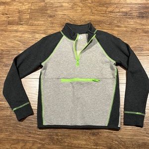 Crew Cuts grey and neon green quarter zip sweater